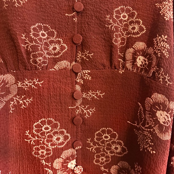 MADEWELL Preston Puff-Sleeve Top in Letterpress Floral STAINED MAHOGANY MEDIUM - Picture 5 of 9